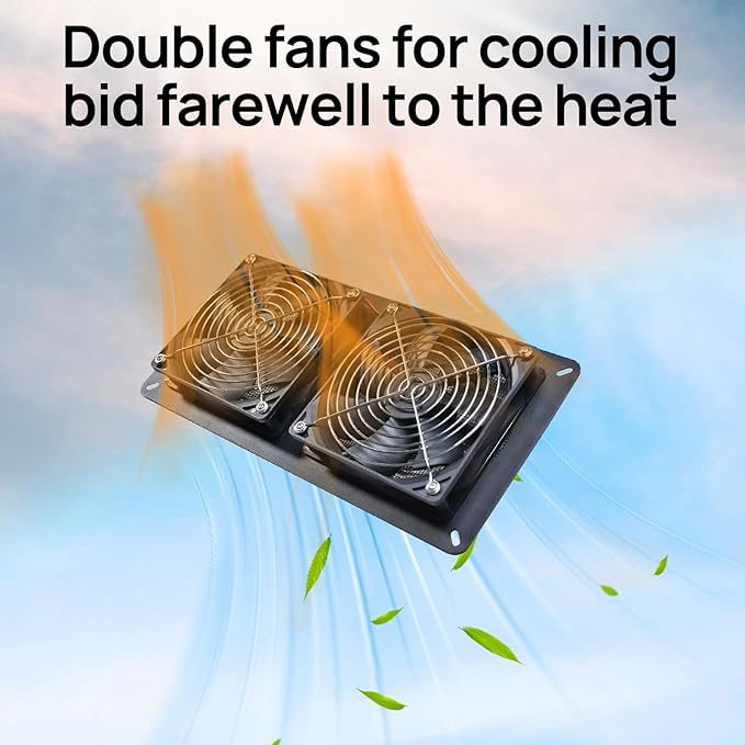 DC HOUSE 20W Solar Fan Powered Exhaust Fan for Chicken Coops, Greenhouses, Sheds, Pet Houses, and Windows - Waterproof and Plug Play Easy Connector Max Applicable Space 880ft3 (25 m3)