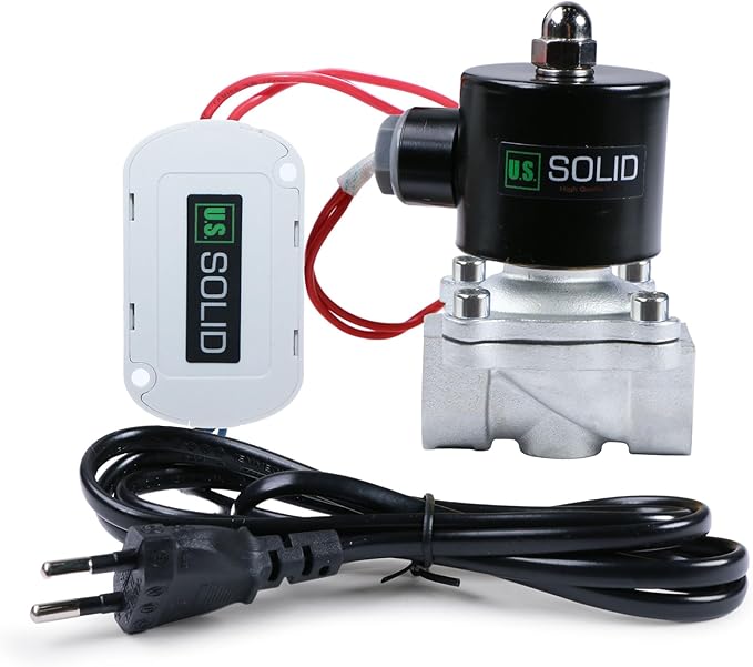 U.S. Solid Smart Solenoid Valve - 1/2 inch Wi-Fi APP-Controlled Stainless Steel Solenoid Valve, 110V AC