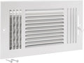 EZ-FLO 12 x 6 Inch (Duct Opening) Air Vent Cover for Wall or Ceiling, Three-Way Ventilation Register, Solid Steel HVAC Register Cover, White, 61615