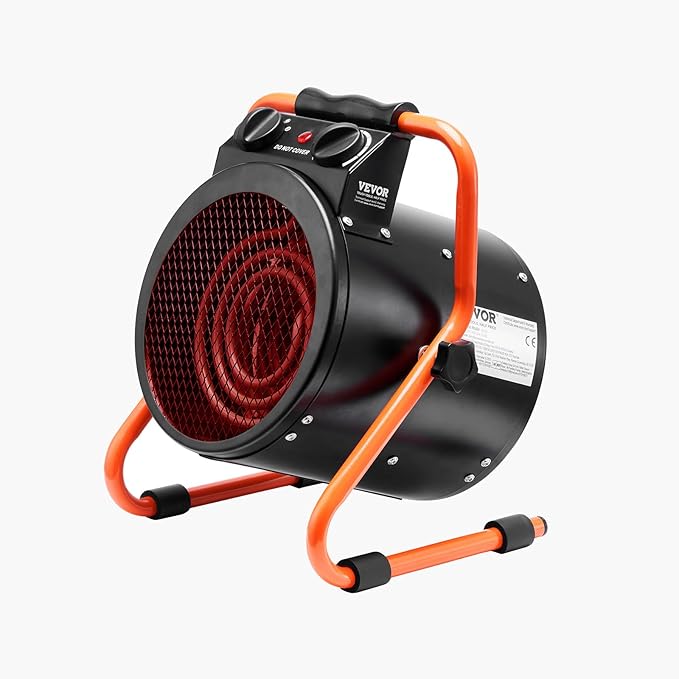 VEVOR Greenhouse Warmer, 1500W Quick Heat Function with Safety Overheat Cut-off, Dual Speed Options Compact Heater for Seedling Tents, Electric Mobile Heating Unit for Gardening Spaces, Work Areas,