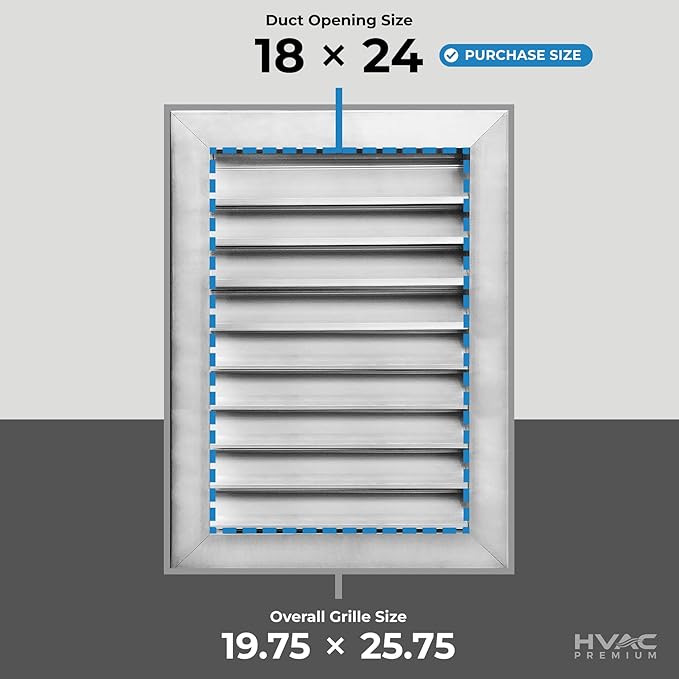 HVAC Premium 18"W x 24"H Aluminum Exterior Gable Louver Vent for Walls & Crawlspace - Weather-Resistant Air Grille with Screen Mesh - [Outer Dimensions 19.75"W x 25.75"H]