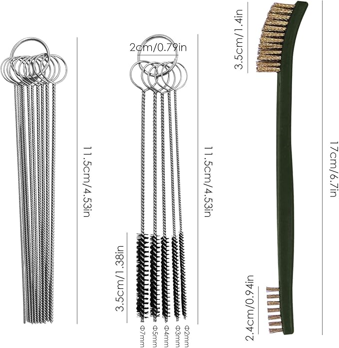 FineGood Wire Brush Set for Car Detailing - 9 PCS Cleaning Kit with 3 Brass, 3 Steel, 3 Nylon Brushes