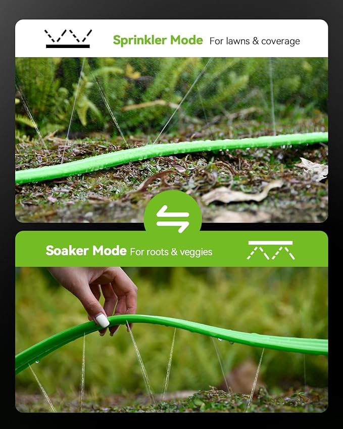 RAINPOINT Sprinkler Hose with Holes 30FT, Flat Soaker Hose with Stakes, Lightweight Water Irrigation Sprinklers System for Garden, Lawn and Yard(15FT, 2Pack)