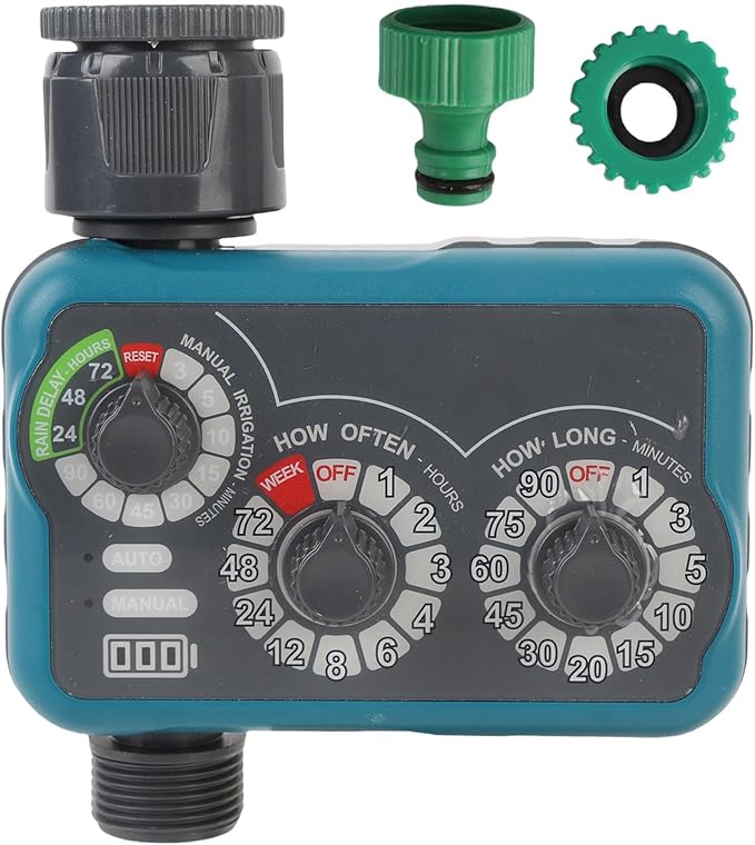 Garosa 3 Dial Water Timer, Automatic Manual Sprinkler Timer with Rain Delay, IP54 Water Proof for Garden Irrigation