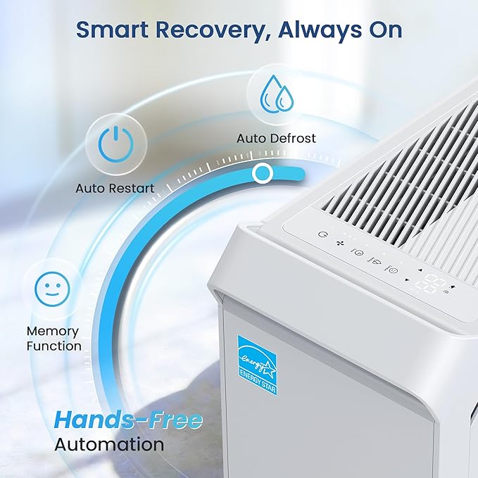4,500 Sq.Ft Energy Star Most Efficient 2025 Dehumidifier,Vellgoo Max 80 Pint/D Dehumidifier for Basement with Drain Hose, Smart Humidity Control, for Home, Bathroom, Garage
