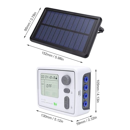 Luocute Solar Drip Irrigation Kit, WiFi Smart Automatic Watering System with 3600mAh Li Battery and APP Control for Balcony Garden Supporting 2 Pumps 20 Pots