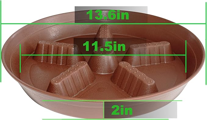 4 Pack Plant Saucer 14 inch, Plastic Plant Saucers for Indoors, Raised Middle Plant Trays for Pots, Water Tray for Plants, Plant Stand Water Catcher Tray, Pot Saucers for Plants