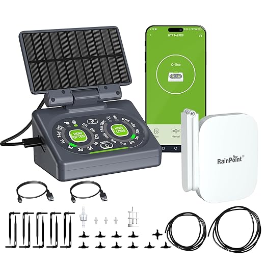 RAINPOINT Smart Drip Irrigation System for Houseplants,WiFi/App Control and Local Control Dual Powered
