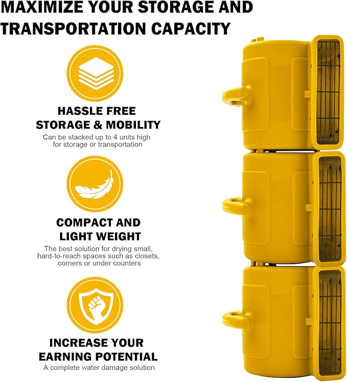 MOUNTO 1/4hp 1000CFM 2 Speed Air Mover Carpet Dryer Floor Fan Cooling Fan (Yellow)