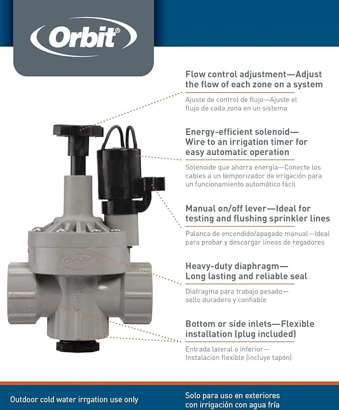 5-Pack Orbit 57020P 1" FPT 100 Series Automatic Inline/Angle Sprinkler Valve with Flow Control