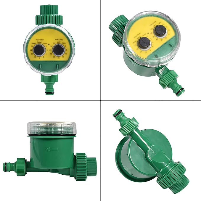Automatic Watering Timer, Garden Irrigation Controller, Green Compact - Waterproof Durable, Adjustable Outdoor Sprinkler, Ideal for Lawn and Balcony