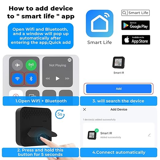WiFi Smart IR Remote Control, 3-in-1 Smart AC Controller with Temperature Humidity Sensor n Display, Intelligent Control of T&H for Home Greenhouse Pet Garage, Compatible with Alexa (C1)