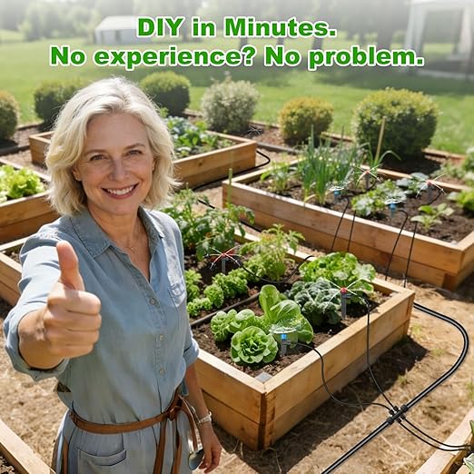 Compact Programmable Solar Automatic Plant Waterer Kit Work with Indoor Outdoor,Self Watering Drip Irrigation Pump Indoor/Outdoor Vacation Free (236 FT (36FT Main Tube+200FT Distribution Tube) Kit)