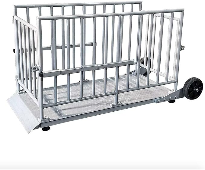 Liberty LS-930 (60” x 30”) Portable Livestock Scale – 2000 lb x 0.5 lb Capacity Cage System – Heavy Duty Animal Scale with Indicator, Casters & Ramps for Cattle, Sheep or Goat Weighing