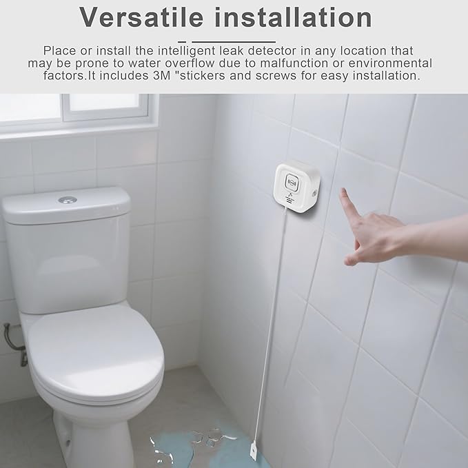 WiFi Water Leak Detectors 100dB Smart Water Sensor Alarm with 3.22 ft Sensor Cable Triple Detection Mode, with App Remote Monitor, Wireless Tank Level Monitor for Basement, Kitchen, Bathroom (3pack)