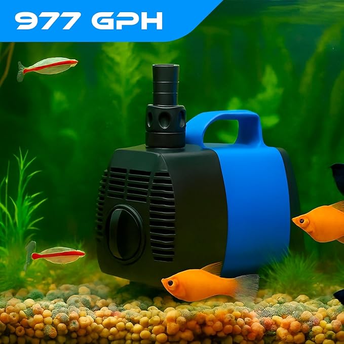977 GPH Amphibious Submersible and Inline Water Pump - For Aquarium, Pond, Hydroponics, Fountain with Ceramic Shaft, 11.8 ft Lift, 85W - 5 Pack
