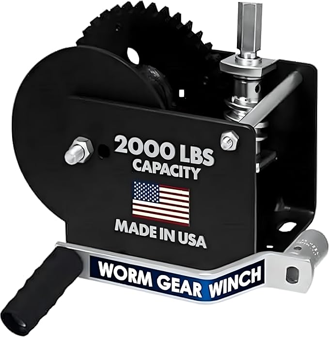 Dutton-Lainson Company - Worm Gear Winch (WG2000HEX) with 5/8" Hex Drive - Rust-Resistant Finish for Heavy Equipment, Lifting and Trailers - 2000 lb Capacity, 40:1 Gear Ratio, Drill or Manual Use