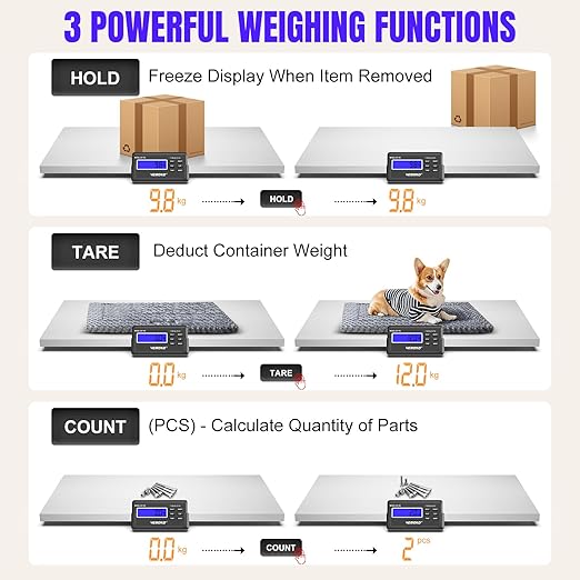 Precision Large Dog Scale - 1100lb x 0.2lb Large Breed Animal Livestock Weight Scale, Pet Scale PVC Non-Slip Mat Stainless Steel Platform for Dogs (Smooth Platform)