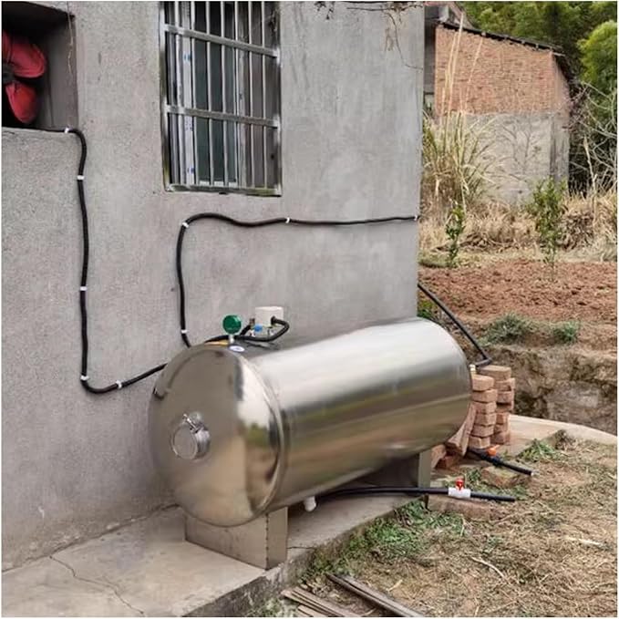 Stainless Steel Horizontal Type Pressurized Water Storage Tanks, Water Pressure Tank Rust-Resistant, Pressure Tank for Home/School/Garden/Bathroom(52.8 Gallons/200 L)