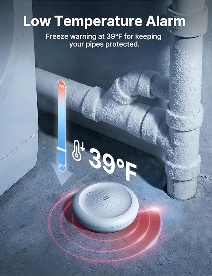 X-Sense Wi-Fi Water Leak Detector for Home - Smart 2-in-1 Leak & Low-Temperature Sensor with App Alerts, Protection for Homes, Kitchens & Basements, Works with X-Sense Home Security App, Model SWS0B