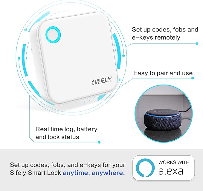 Sifely Smart Lock Wi-Fi Gateway - Remote Access Hub for Sifely Smart Door Lock, Works with App & Alexa (Model G5, Supports 2.4G & 5G Wi-Fi Dual-Band)