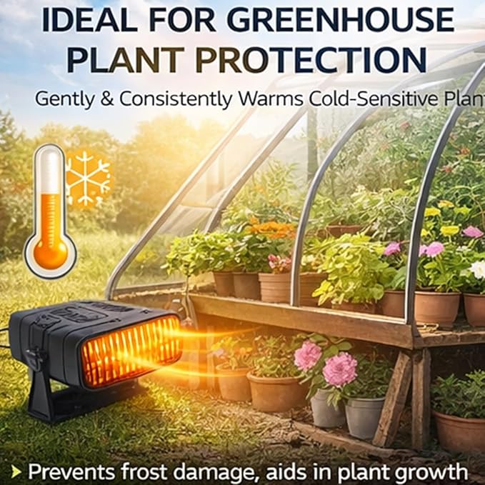 Solar Heater for Greenhouse, Solar Heater for Chicken Heater, Solar Powered Heater for Outdoor Use, Dog House, Shed, Pet Shelter - Smart Thermostat, Weather-Resistant, Easy Mount (Black-20W)
