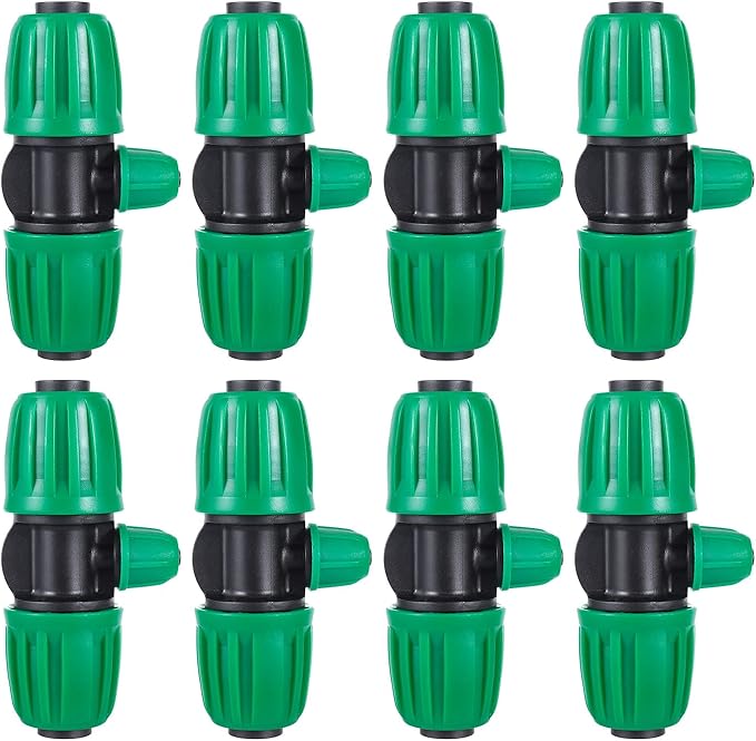 10 Pcs 1/2 to 1/4 inch Garden Hose Tubing Irrigation Fittings,3-Way Anti-Leak 1/2'' to 1/4'' Locked Barbed Drip Irrigation Tee Connectors (1/2"IDx0.6-0.63"OD) 1/2'' to 1/4'' Irrigation Tubing Fitting