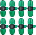 10 Pcs 1/2 to 1/4 inch Garden Hose Tubing Irrigation Fittings,3-Way Anti-Leak 1/2'' to 1/4'' Locked Barbed Drip Irrigation Tee Connectors (1/2"IDx0.6-0.63"OD) 1/2'' to 1/4'' Irrigation Tubing Fitting