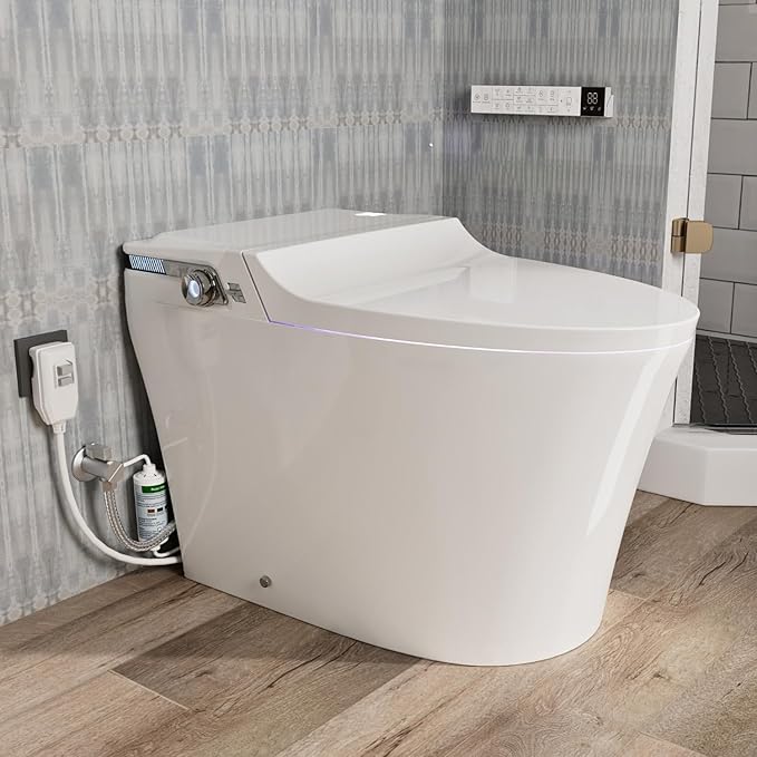 Y2 ADA Smart Toilet with Bidet, 1000g MaP Fast & Quiet Pump Flush, Side Control Knob & User Memory, Foam Shield, Elongated, Built in Tank, Auto Lid, Foot Sensor, Heated Seat, Warm Air Dryer