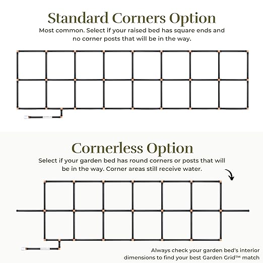 Garden Grid Watering System - 2x6 Cornerless | Raised Garden Bed Drip Irrigation System, But Better | Pre-Assembled, Waters Every Plant | Ideal for Beds w/Corner Posts or Curved Ends | 22.5"x66"