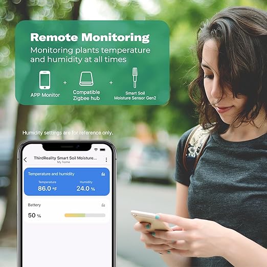 THIRDREALITY Smart Soil Moisture Sensor Gen2 3Pack,Zigbee hub Needed, nhanced Signal Stability,Capacitive Moisture Monitoring,Garden Planting, Compatible with Hubitat,SmartThings,Home Assistant,Homey