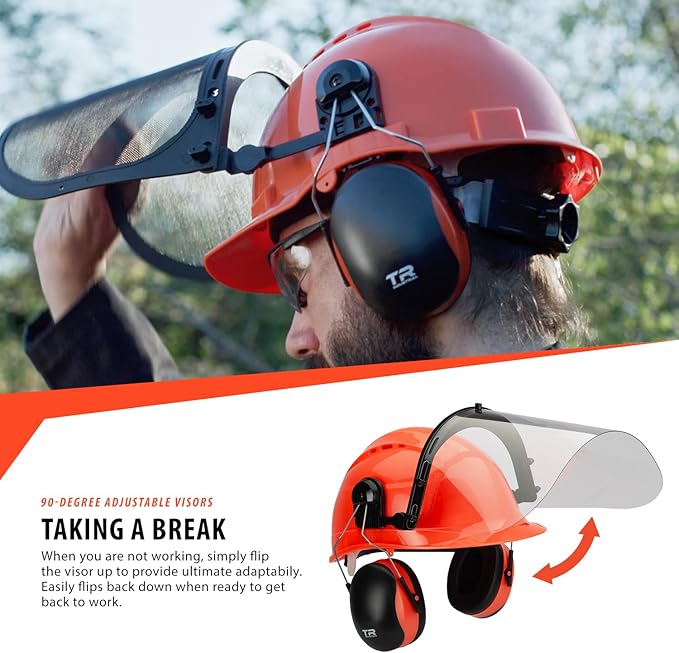 TR Industrial Forestry Safety Helmet and Hearing Protection System, Orange