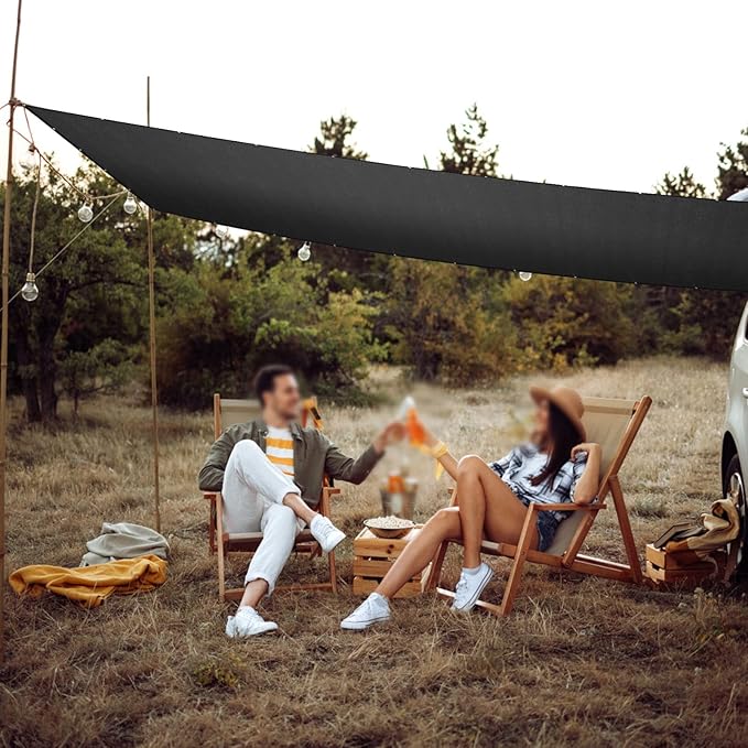 SPORTYOUTH 70% Sun Shade Cloth, 6x20 Ft Shade Mesh Tarp with Grommets, Black Sunblock Cover UV Resistant for Outdoor, Patio, Garden, Pergola, Greenhouse, Chicken Coop, RV, Canopy, Balcony, Barn