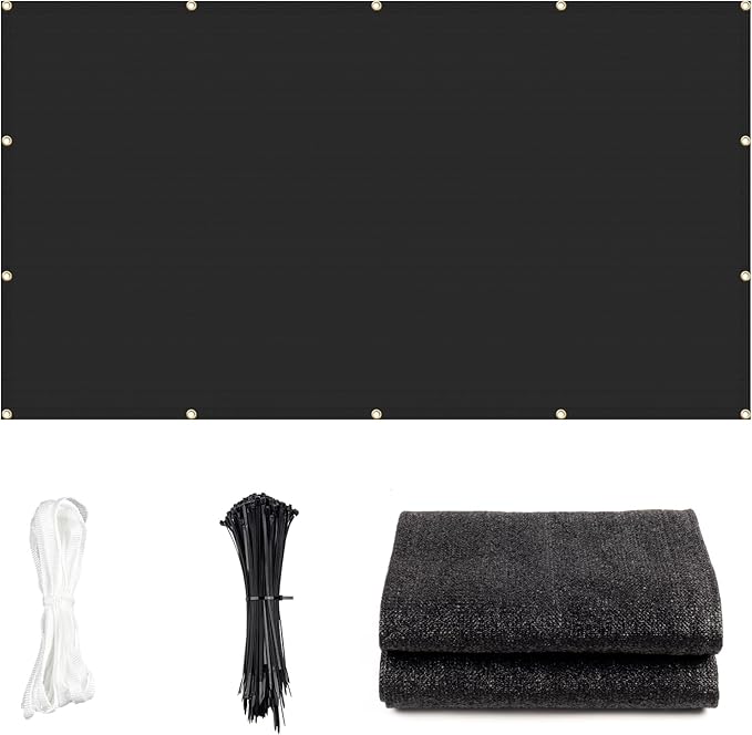 Cool Area Sun Shade Cloth with Grommets 3/4/6/8/10/12/16/20 FT Shade Panel Shade Tarp Screen Fabic for Outdoor Patio Pergola Cover Deck Garden, 8x12 FT, Black