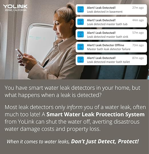 YoLink Smart Home Starter Kit: Hub & 3-Pack Water Leak Sensor 1, LoRa Up to 1/4 Mile Open-Air Range, SMS/Text, Email & Push Notifications, w/Alexa, IFTTT, Home Assistant