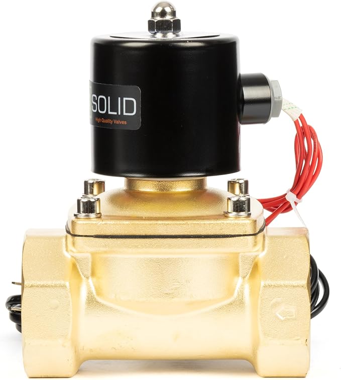 U.S. Solid Smart WiFi Brass Solenoid Valve, 2", 110V AC, Normally Closed, App Remote Control for Water Systems & Automation