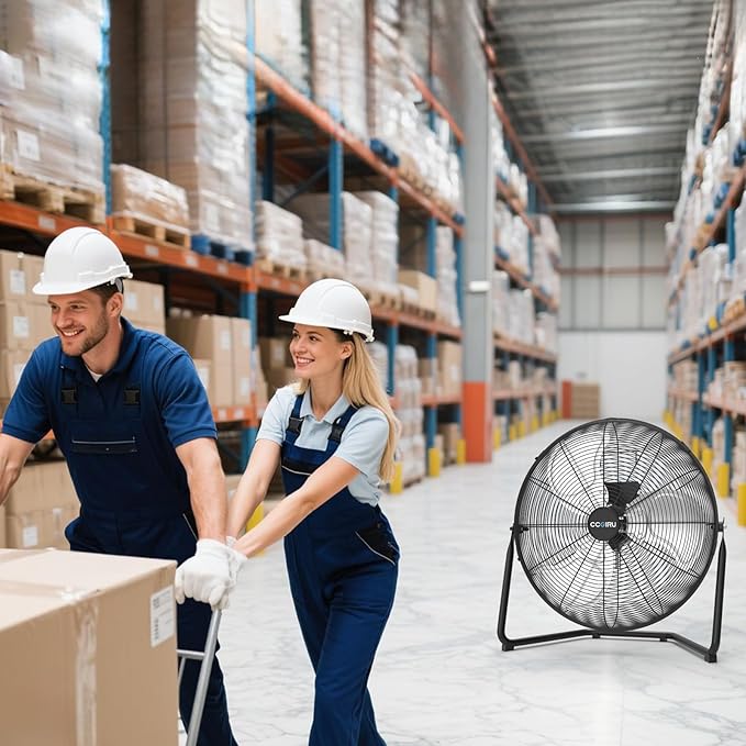 CCGIRU 20 Inch High Velocity Industrial Drum Fan,3-Speed Heavy Duty Fan for Warehouse, Workshops, Garage, Factory and Basement UL Listed, 2 Pcs