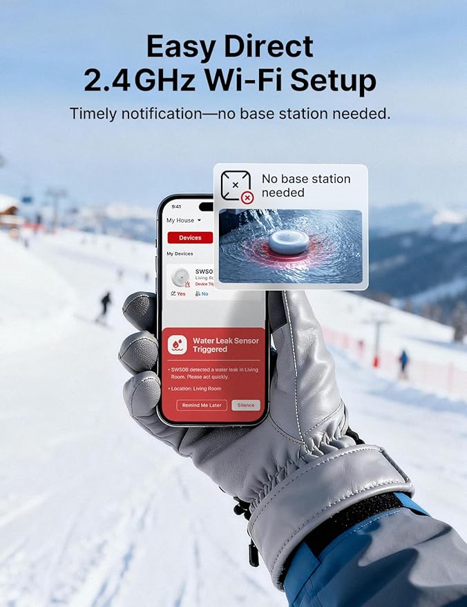 X-Sense Wi-Fi Water Leak Detector for Home - Smart 2-in-1 Leak & Low-Temperature Sensor with App Alerts, Protection for Homes, Kitchens & Basements, Works with X-Sense Home Security App, Model SWS0B