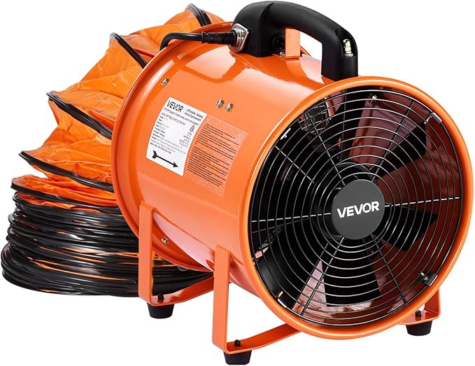 VEVOR Portable Ventilator with Hose, 2 Speed, 10 Inch Utility Blower Exhaust Fan with 33ft Flexible Duct, 292W 1948CFM High Velocity Industrial Air Mover for Extraction and Ventilation