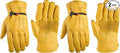Wells Lamont Leather Work Gloves for Men – Heavy Duty, Cowhide, Abrasion & Puncture Resistant – Adjustable Wrist, Gunn Cut Design, Ideal for Ranching, Farming, Construction - Saddletan - M (Pack of 2)