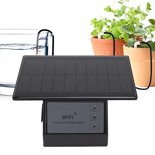 Solar Automatic Drip Irrigation Kit, Self Watering System, WiFi APP Control Irrigation with 2000mAh Battery, Ideal for Indoor Outdoor Plants, Flowers, Balcony, Patio & Garden