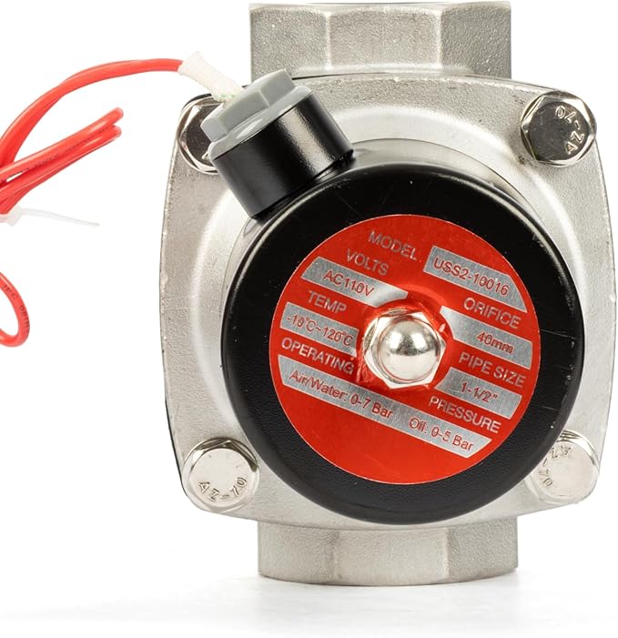 U.S. Solid Smart WiFi Stainless Steel Solenoid Valve, 1-1/2", 110V AC, Normally Closed, App Remote Control for Irrigation & Automation