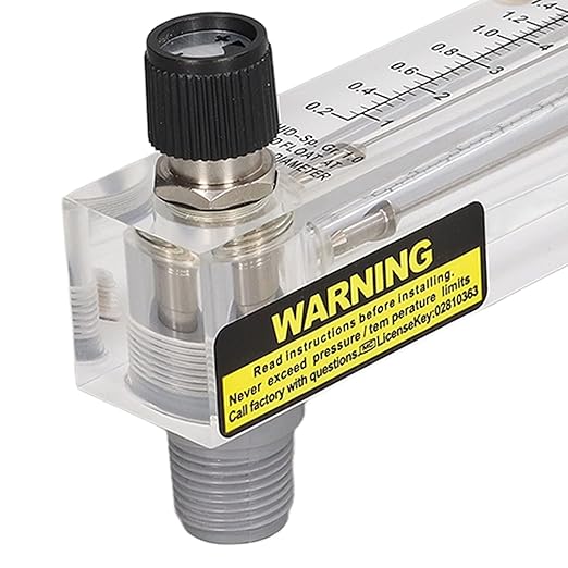 AUNMAS Water Meter Panel Type Flowmeter, 1/2in Male Thread and 1/4in Female Thread Djustable Knob Panel Mount Type Flowmeter for PVC Pipe, 0.2-2.0GPM 1-7LPM