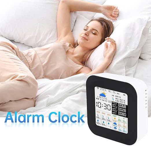 Weather Station, Wireless Indoor Outdoor Thermometer with 3 Sensors for TUYA App Operate Real Time Temperature Humidity Monitor