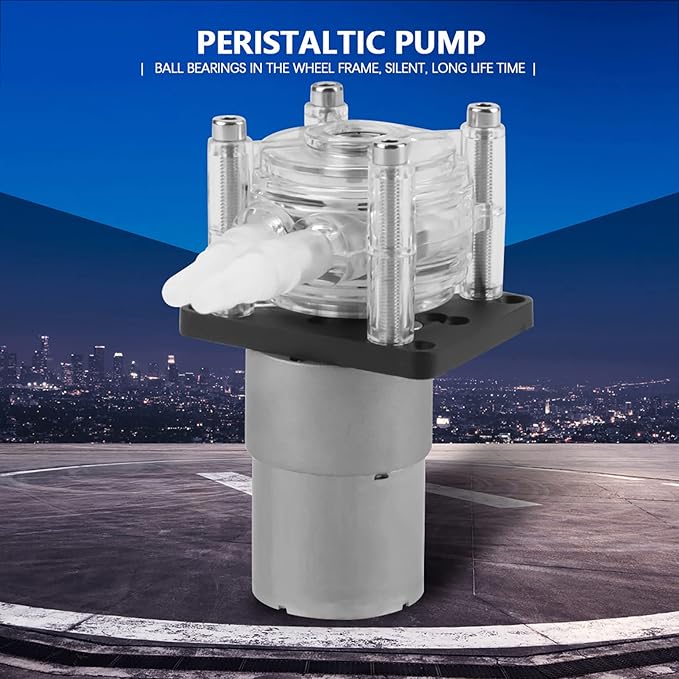 12V DC Peristaltic Pump High Stream Silent Operation with Ball Bearings Stainless Steel Screws Easy Clean Pump Head for Aquarium Lab Water Dosing