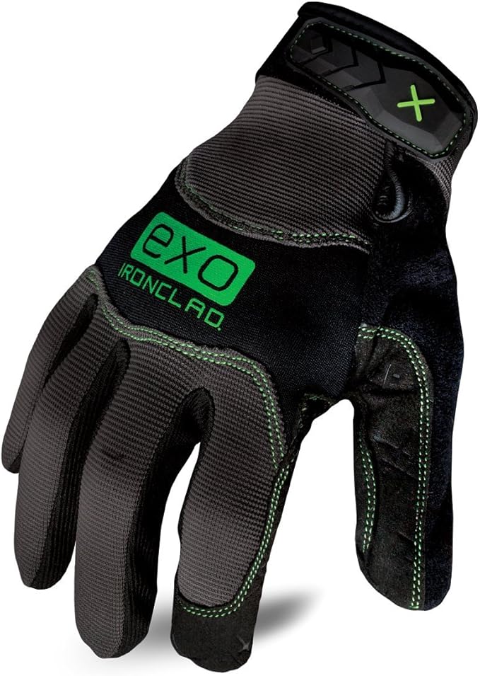 Ironclad EXO Pro Water Resistant; Work Gloves, (1 Pair), EXO2-MWR-04-L, Black/Grey
