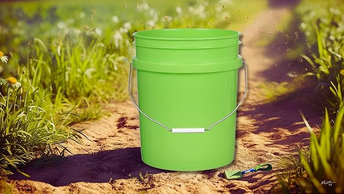 House Naturals 5 Gallon Food Grade Multi Color Buckets (Yellow Aqua Lime Green)- Pack of 3- Made in USA (Black lids)