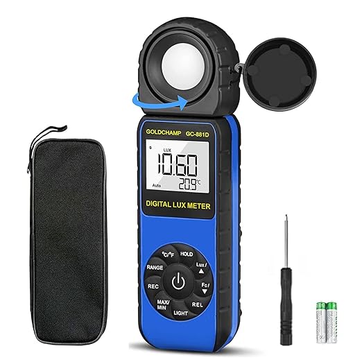 Digital Light Meter, Luxmeter Illuminance Light Meter Measure Lights 0.01~400,000 Lux (0.01~40,000 FC) Foot Candles Luxmeter with 270º Rotated Sensor for Plants LED Lights Indoor Outdoor Light Tester
