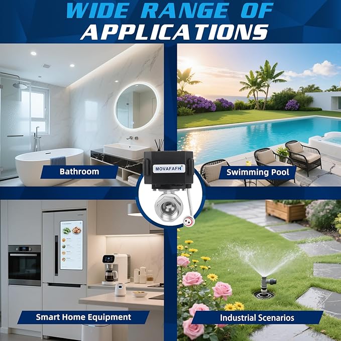 3/4" WiFi Water Shutoff Valve - 5V DC Smart Remote Control Water Valve Timer, Stainless Steel Construction, App & Mobile Remote Control