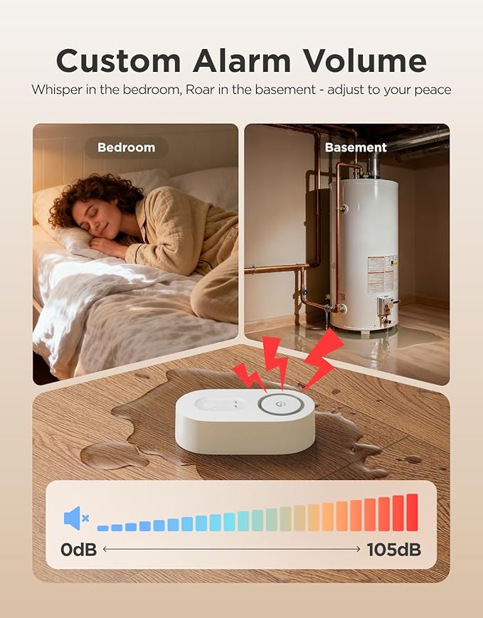 GoveeLife Upgraded Smart Water Leak Detector 1s with 1804 ft Ultra-Long Range, WiFi Water Sensor with SMS/Email/APP Push and Sound Alarm, 5-Year Battery Life, Suit for Home, Basement, Kitchen, 2 Pack